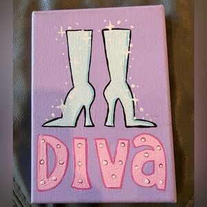 🟢3/$20 5x7” Diva Canvas Art with High Heel Design